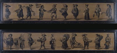 Les Cris de Paris, 1634 (olej na drewnie) autorstwa A. Doy