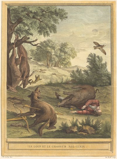 Wilk i Łowca autorstwa A. J. de Fehrt after Jean Baptiste Oudry