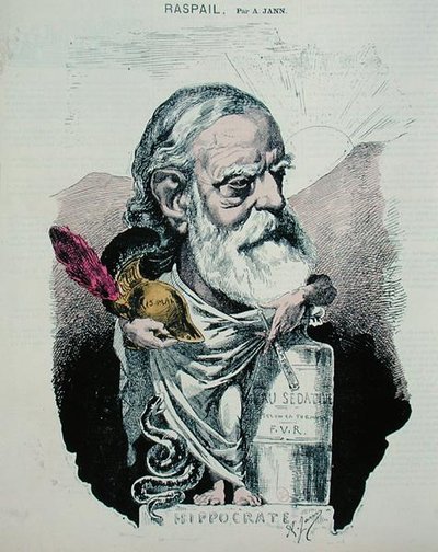 Karykatura Francois Vincenta Raspaila (1794-1878) c.1870 (kolorowa grawerunek) autorstwa A. Jann
