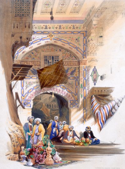 „Brama bazaru, Wielki Kair”, Egipt, 1846 r. autorstwa A Margaretta Burr