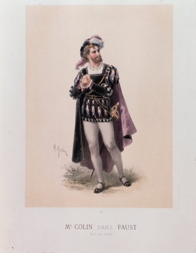 Monsieur Colin w roli Fausta, opera Charlesa Gounoda (litografia autorstwa A. Morton