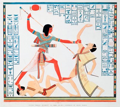 Druga scena na południowej ścianie wnętrza Wielkiej Świątyni w Abu Simbel, 1888 autorstwa A Racinet