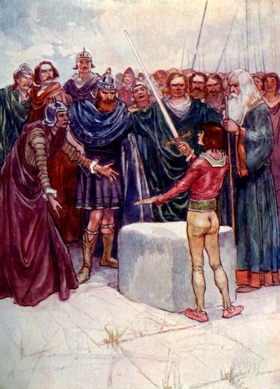 Stał tam trzymając w dłoni magiczny miecz, 1905. autorstwa A. S. Forrest