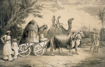 Powóz haremowy króla Delhi, z "Voyages in India", wyd. Smith, Elder und Co., 1858 autorstwa A. Soltykoff