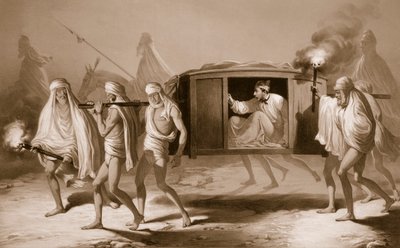 Post-szezlong w stylu indyjskim w Pendżabie między Loudiana i Amritsar, 1859. autorstwa A. Soltykoff