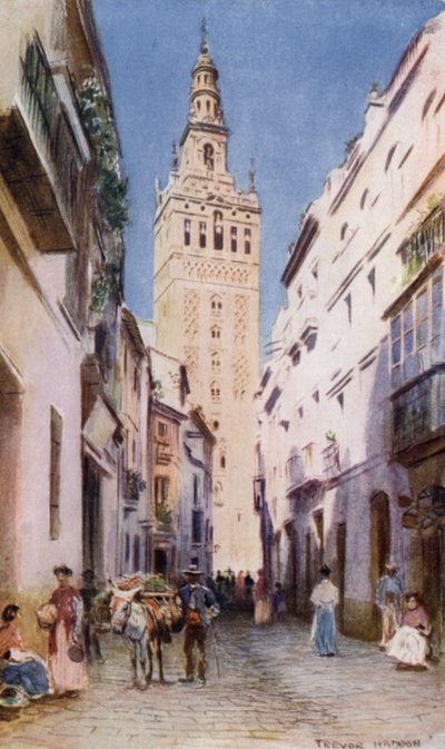 Sewilla, Giralda (kolor lito) autorstwa A. Trevor Haddon
