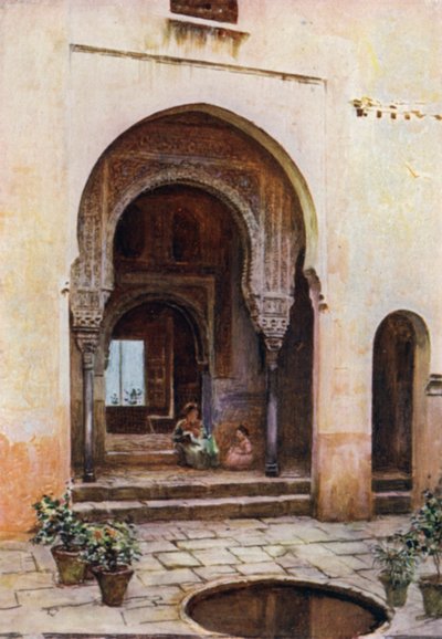 Alhambra, Dwór Mexuar, Zachodnia Fasada (kolor lito) autorstwa A. Trevor Haddon