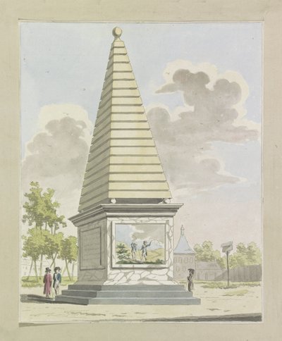 Dekoracja na Plantacji, 1795 Dziesięć tabliczek z dekoracjami na Alliantiefeest w Amsterdamie w 1795 roku (tytuł serii) autorstwa A. Verkerk