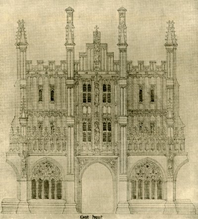 Rysunek architektoniczny: Front wschodni, 1833-1834, 1906. autorstwa A. W. N. Pugin