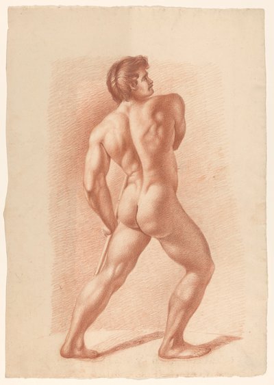 Stojący akt męski, widziany z tyłu autorstwa A. Waterloo (attributed to)
