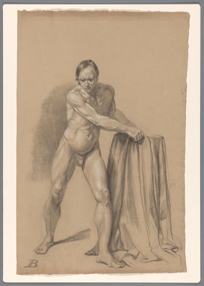 Stojący akt męski, widziany z przodu autorstwa A. Waterloo (attributed to)