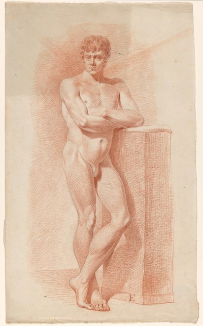 Stojący akt męski, widziany z przodu autorstwa A. Waterloo (attributed to)