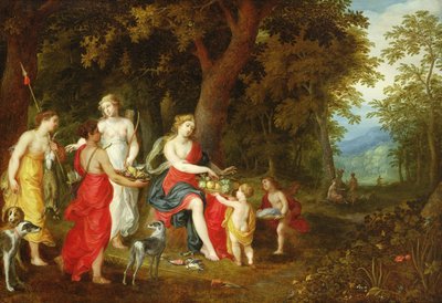 Diana i Jej Panny, po polowaniu, 1626 autorstwa A. and Balen, H. van Govaerts