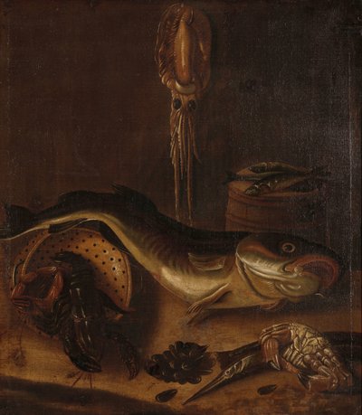 Martwa natura z rybą autorstwa A. van Doeff