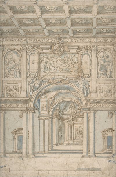 Studium Wnętrza Santa Maria Maggiore w Rzymie, 1621-46. autorstwa Abbate Paolo de Angelis