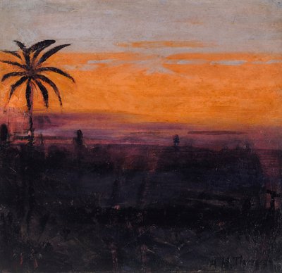 Niebo symulowane przez czerwone flamingi, studiuj do książki Ukrywanie zabarwienia w królestwie zwierząt. autorstwa Abbott Handerson Thayer