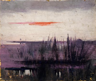 The Sky Simulated by White Flamingoes studium do książki..., w Królestwie Zwierząt, ca. 1905-1909. autorstwa Abbott Handerson Thayer