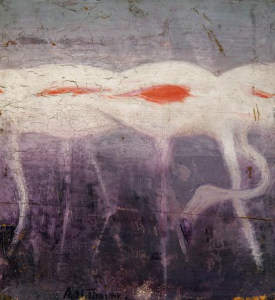 Białe flamingi, studium do książki Ukrywanie zabarwienia w królestwie zwierząt, ca. 1905-1909. autorstwa Abbott Handerson Thayer