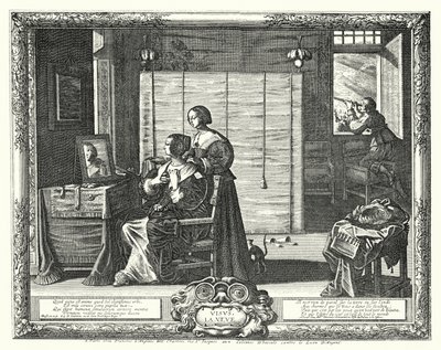 La toaleta (grawerowanie) autorstwa Abraham (after) Bosse