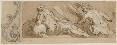 Bóg rzeki i Ceres w ozdobnej ramie autorstwa Abraham Bloemaert