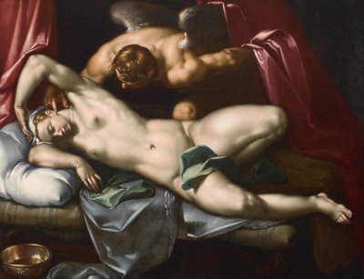 Amorek odwiedzający Psyche nocą, ok. 1590 r. autorstwa Abraham Bloemaert