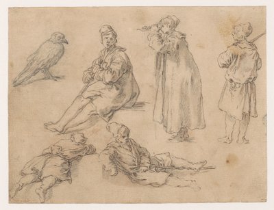 Jeden siedzący i dwóch stojących chłopców autorstwa Abraham Bloemaert