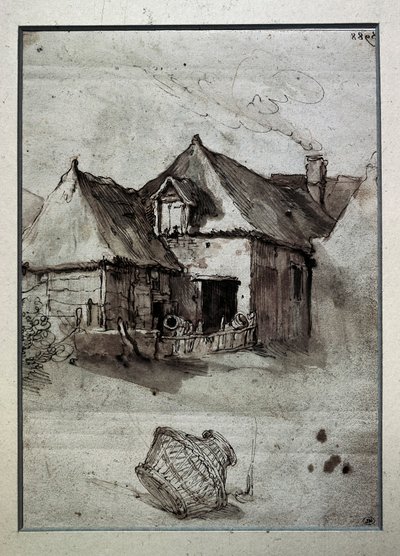 Chata z wiklinowym koszem, k. XVI-pocz. XVII w. (rycina) autorstwa Abraham Bloemaert