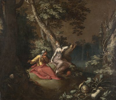 Pejzaż z Vertumnus i Pomona, ok. 1595-1600 (olej na płótnie nałożony na płytę) autorstwa Abraham Bloemaert