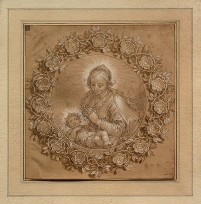 Madonna z Dzieciątkiem Jezus w tondo autorstwa Abraham Bloemaert