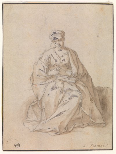 Maria siedzi z książką autorstwa Abraham Bloemaert