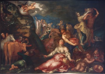 Mojżesz wybija wodę ze skały, autorstwa Abraham Bloemaert