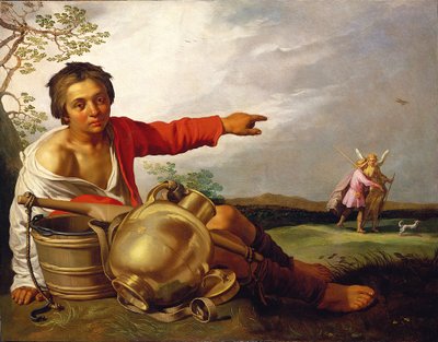 Pasterz wskazujący na Tobiasza i Anioła autorstwa Abraham Bloemaert