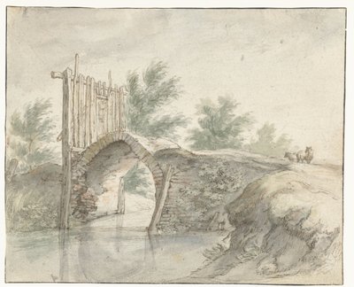 Kamienny most z drewnianym płotem autorstwa Abraham Bloemaert
