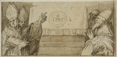 Czterej łacińscy Ojcowie Kościoła przed ołtarzem autorstwa Abraham Bloemaert