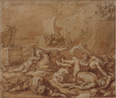 Theagenes i Chariclea po wraku statku autorstwa Abraham Bloemaert