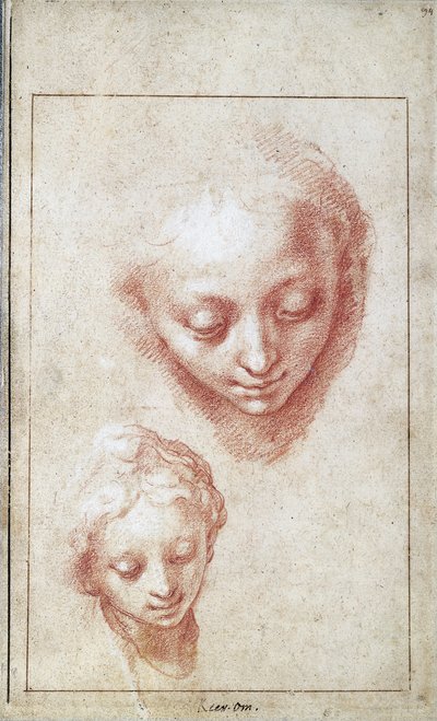Dwa Studia Głowy Dziewicy autorstwa Abraham Bloemaert
