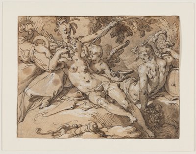 Wenus i Bachus (bez Ceres i Bachusa Wenus fryzowałaby) autorstwa Abraham Bloemaert