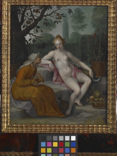 Vertumnus i Pomona (olej na miedzi) autorstwa Abraham Bloemaert