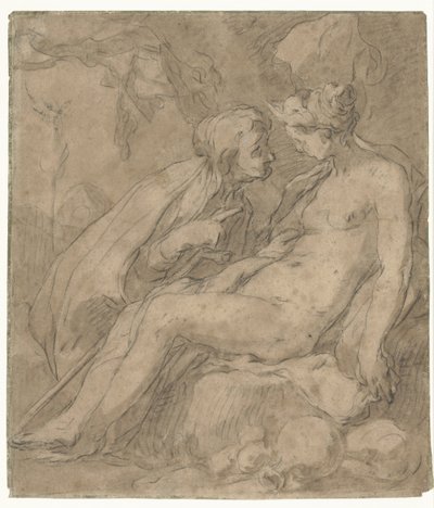 Vertumnus en Pomona (?) autorstwa Abraham Bloemaert