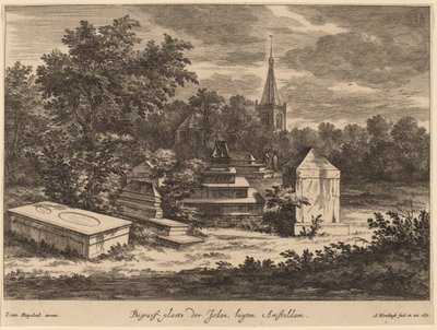 Miejsce pochówku Żydów, buyten Amsteldam (Cmentarz Żydowski pod Amsterdamem) autorstwa Abraham Blooteling after Jacob van Ruisdael
