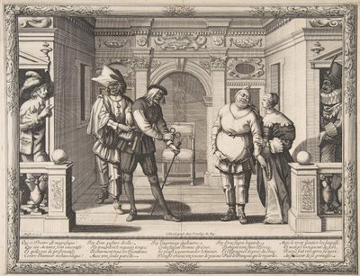 Aktorzy w Hotel de Bourgogne, ca. 1633-34. autorstwa Abraham Bosse