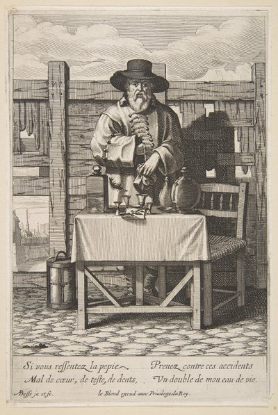 Brandy lub Cure Seller, od połowy do końca XVII wieku. autorstwa Abraham Bosse