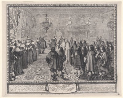 Ceremonia podczas zawierania kontraktu małżeńskiego autorstwa Abraham Bosse
