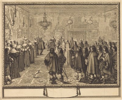 Ceremonia zawarcia małżeństwa między Władysławem IV, królem Polski, a Luizą Marią z Gonzagi, księżniczką Mantui, w Fontainebleau autorstwa Abraham Bosse