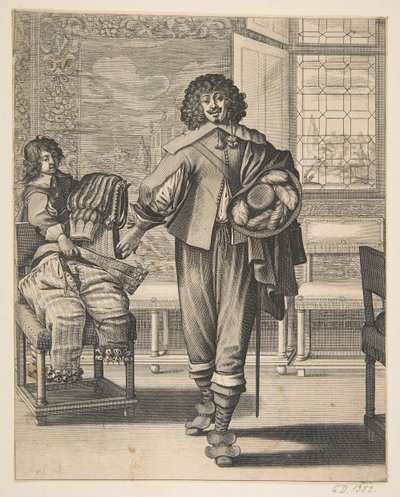 Dworzanin po edykcie przeciw zbędności w stroju Le Courtisan suivant le..., połowa XVII wieku. autorstwa Abraham Bosse