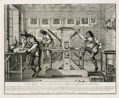 Francuska prasa drukarska, 1642 autorstwa Abraham Bosse