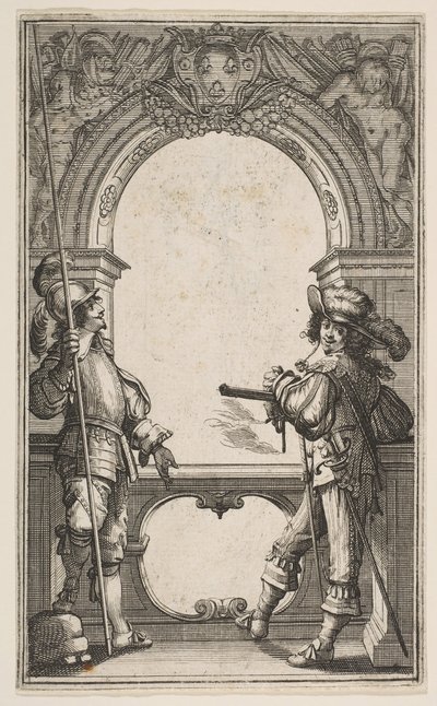 Frontyspis do Gwardii Francuskiej, 1632. autorstwa Abraham Bosse