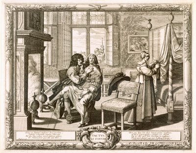Mąż z żoną siedzący na kolanach przy kominku, Bosse, Abraham (1602-76) autorstwa Abraham Bosse