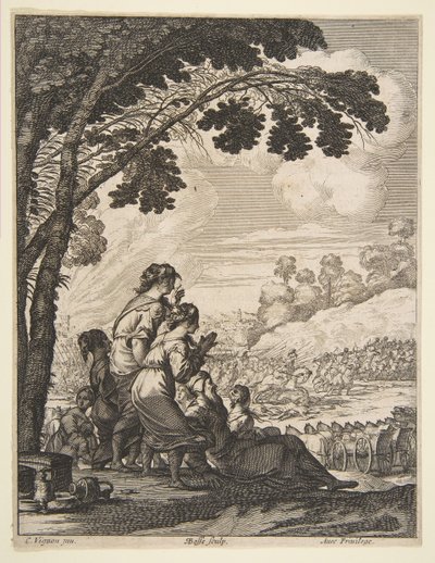 Ilustracja z LAriane autorstwa Desmarets de Saint-Sorlin, Palamede on Horseback Confronts..., 1639. autorstwa Abraham Bosse