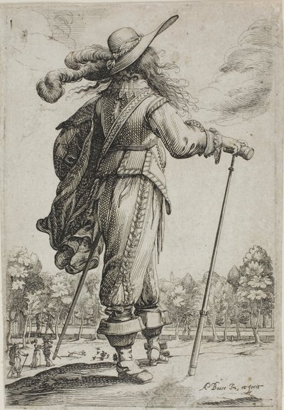 Człowiek z laską, widziany od tyłu, z Ogrodu Szlachty Francuskiej autorstwa Abraham Bosse